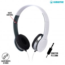 Headphone P2 Estéreo Haste Ajustável Cancelamento de Ruído Mastersom Kimaster - K006 Branco